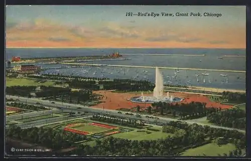 AK Chicago, IL, Bird`s-Eye View, Grant Park