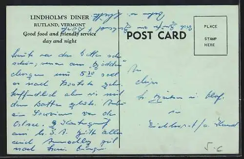 AK Rutland, VT, Lindholm`s Diner