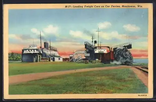 AK Manitowoc, WI, Loading Freight Cars on Car Ferries