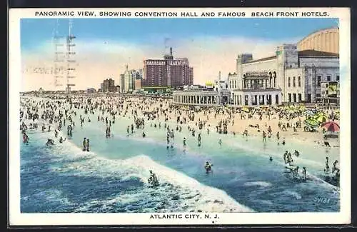 AK Atlantic City, NJ, Panoramic View, showing Convention Hall and famous Beach Front Hotels