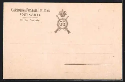 AK 66. Fanteria Reggimento, Italia mit Fahne und Soldaten während Schlacht
