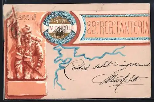 Lithographie 29° Reggimento Fanteria, Savoia, italienisches Infanterie-Regiment