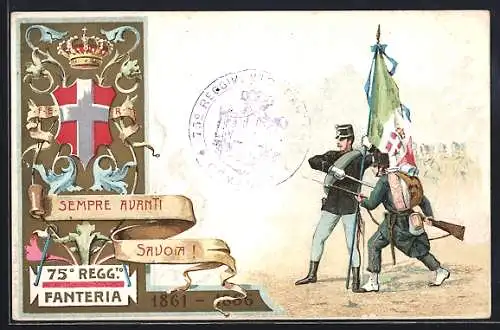 Lithographie 75° Reggimento Fanteria, italienisches Infanterie-Regiment