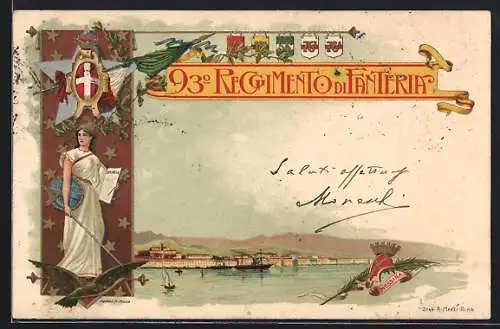 Lithographie 93° Reggimento di Fanteria, italienisches Infanterie-Regiment