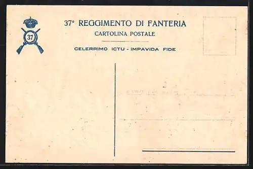 Lithographie 37° Reggimento Fanteria, Ravenna, italienisches Infanterie-Regiment