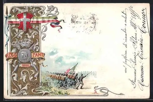 Lithographie 70° Reggimento Fanteria, italienisches Infanterie-Regiment