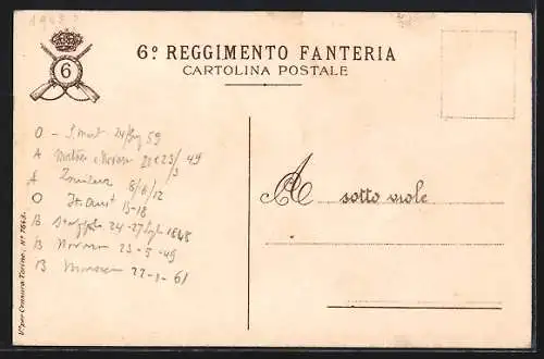 Lithographie 6° Reggimento Fanteria, italienisches Infanterie-Regiment