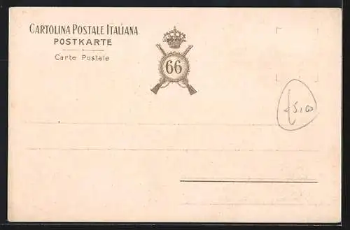 AK 66. Fanteria Reggimento, Italia mit Fahne und Soldaten während Schlacht