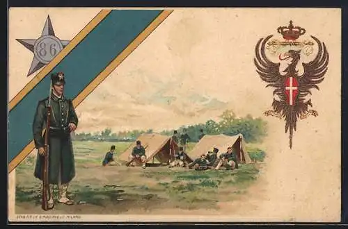 AK Infanterie, 86. Reggimento Fanteria, Wachsoldat & Biwak, Wappen