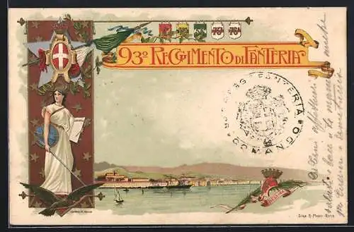 Lithographie 93° Reggimento di Fanteria, italienisches Infanterie-Regiment