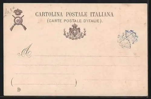 Lithographie 46° Reggimento Fanteria, italienisches Infanterie-Regiment, Fahne