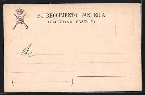 Lithographie 55° Reggimento Fanteria, italienisches Infanterie-Regiment, Italia mit Fahne