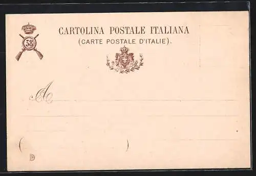 Lithographie 38° Reggimento Fanteria, italienisches Infanterie-Regiment, Löwe und Fahne