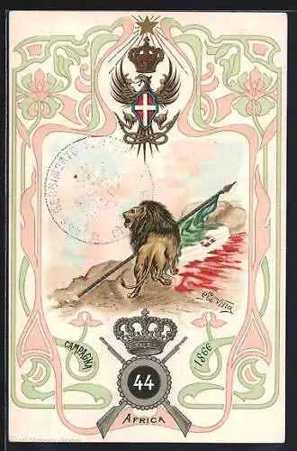 Lithographie 44°, Campagna Africa 1899, italienisches Infanterie-Regiment