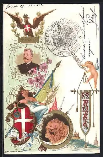 Lithographie 82° Reggimento Fanteria, Macalle, italienisches Infanterie-Regiment