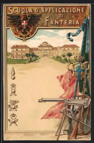 AK Scuola d'Applicazione di Fanteria, Wappen mit Maschinengewehr und Gewehr