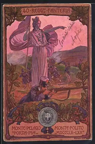 Künstler-AK 40° Reggimento Fanteria, italienisches Infanterie-Regiment, Schlachtszene