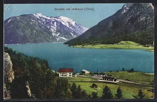 AK Maurach am Achensee, Seespitz vom Berg aus