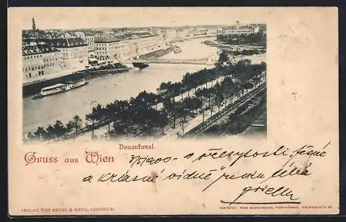 AK Wien, Donaukanal aus der Vogelschau