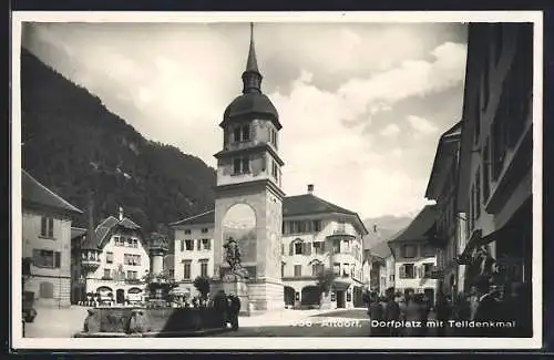 AK Altdorf, Dorfplatz mit Telldenkmal