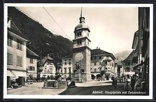 AK Altdorf, Hauptplatz mit Telldenkmal