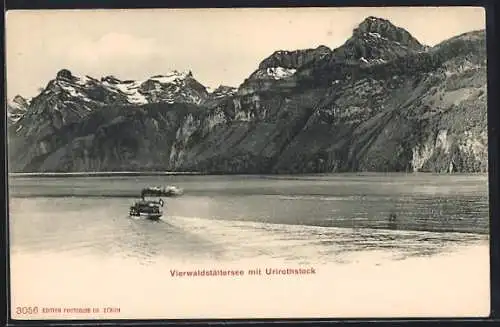 AK Vierwaldstättersee, Boot auf dem See mit Urirothstock