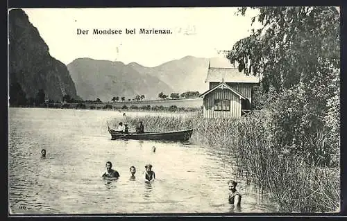 AK Unterach am Attersee, Marienau am Mondsee, Badestelle