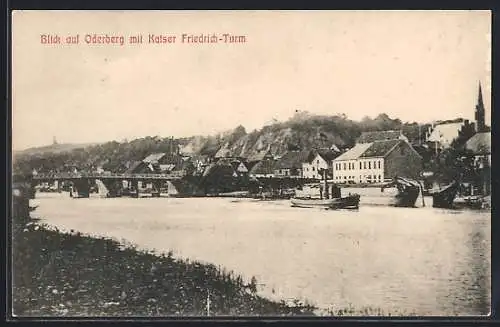 AK Oderberg / Mark, Ortsansicht mit Kaiser Friedrich-Turm