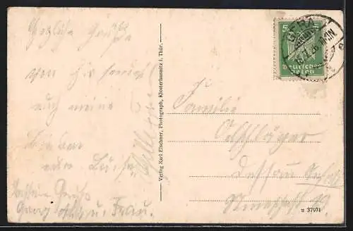 AK Stadtroda, Partien im Zeitzgrund mit Eisenbahn, Papiermühle, Janismühle