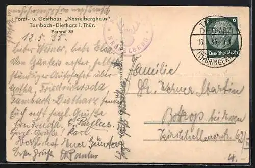 AK Tambach / Dietharz, Gasthaus Forsthaus Nesselberghaus