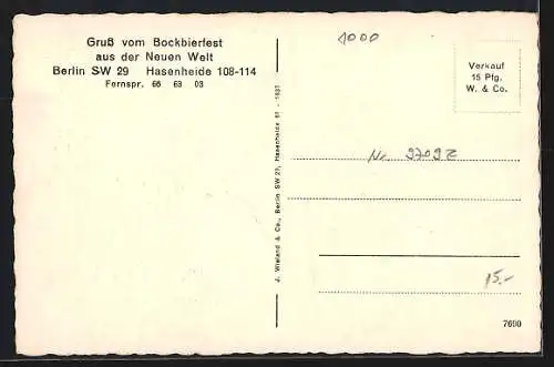 AK Berlin, Gaststätte Neue Welt, Hasenheide 108-114, Bockbierfest, geschmückter Saal
