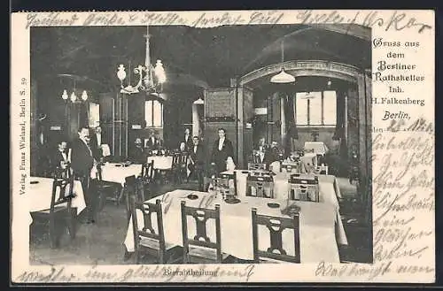 AK Berlin, Restaurant Berliner Rathskeller im Roten Rathaus, Inh. H. Falkenberg, Bierabteilung