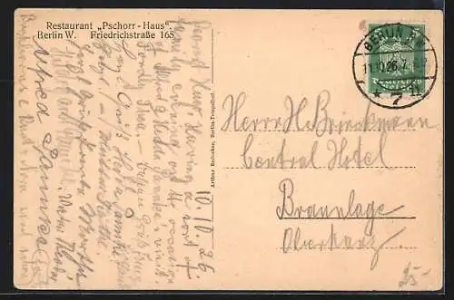AK Berlin, Restaurant Pschorr-Haus, Friedrichstrasse 165