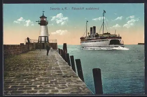AK Sassnitz, Fährschiff ausfahrend