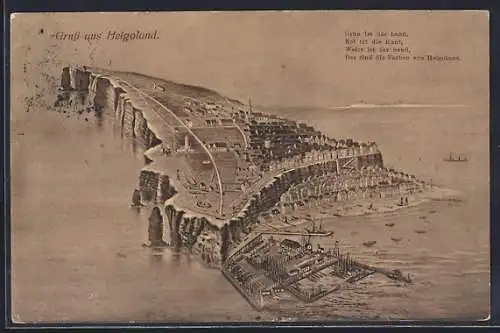 Künstler-AK Helgoland, Totalansicht