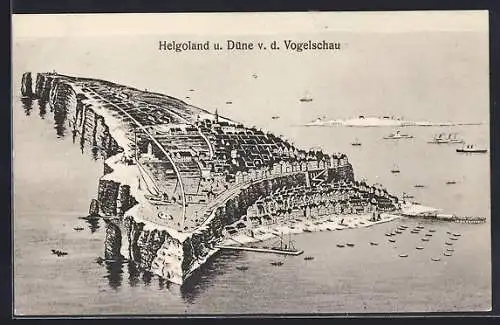 AK Helgoland und Düne, Ansicht aus der Vogelschau