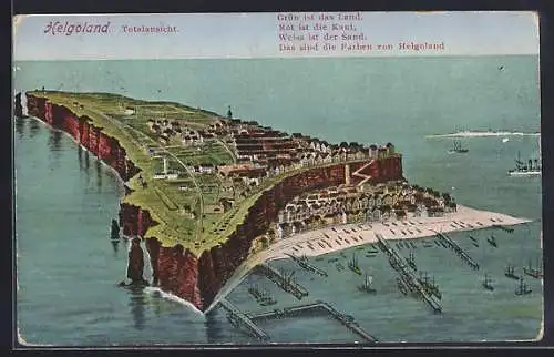 AK Helgoland, Totale aus der Luft gesehen