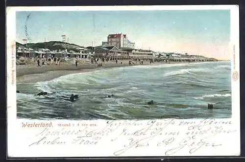 AK Westerland, Strand von der See aus
