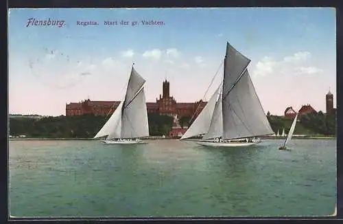 AK Flensburg, Regatta-Start der gr. Yachten