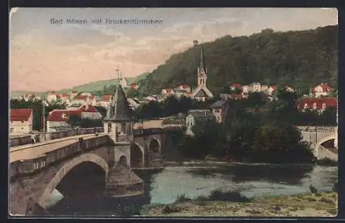 AK Bad Kösen, Teilansicht mit Brückentürmchen