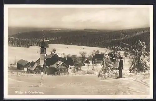 AK Schellerhau, Ortspartie im Winter