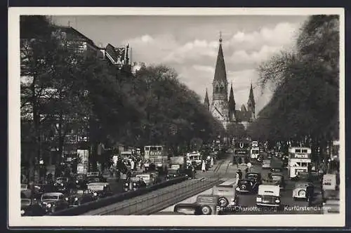 AK Berlin-Charlottenburg, Kurfürstendamm mit U-Bahnhof und Kirche