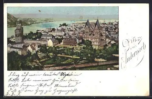 AK Andernach, Gesamtansicht mit Stadtturm und Münster