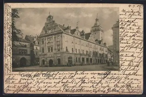 AK Gotha, Rathaus mit Strassenpartie