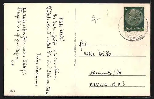 AK Komotau / Chomutov, Platz, Rathaus