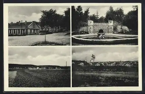 AK Milowitz, Strassenpartie, Ortsansichten, Mauer-Anlage