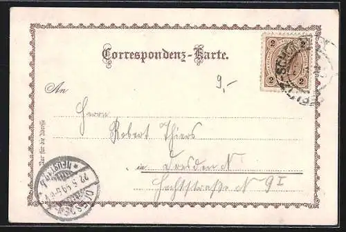 Lithographie Teplitz Schönau / Teplice, Ortsansicht