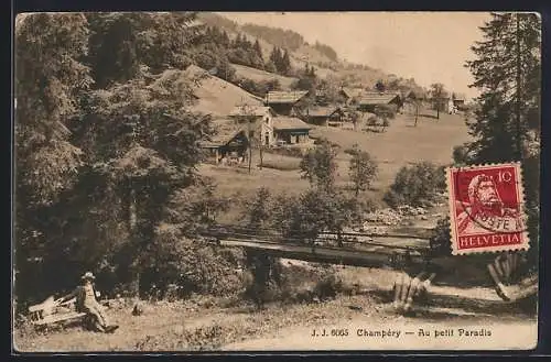 AK Champery, Au petit Paradis, Ortsansicht