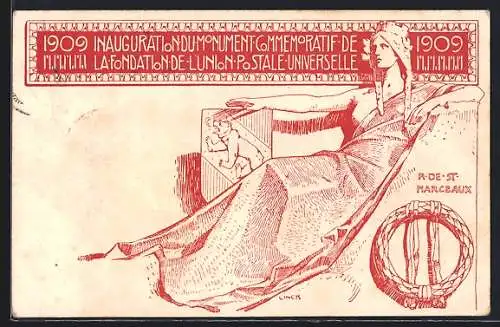 AK Inauguration du Monument com Memoratif de la Fondation l`union Postale Universelle 1909 Schweiz