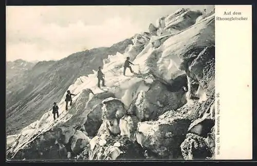 AK Bergsteiger auf dem Rhonegletscher